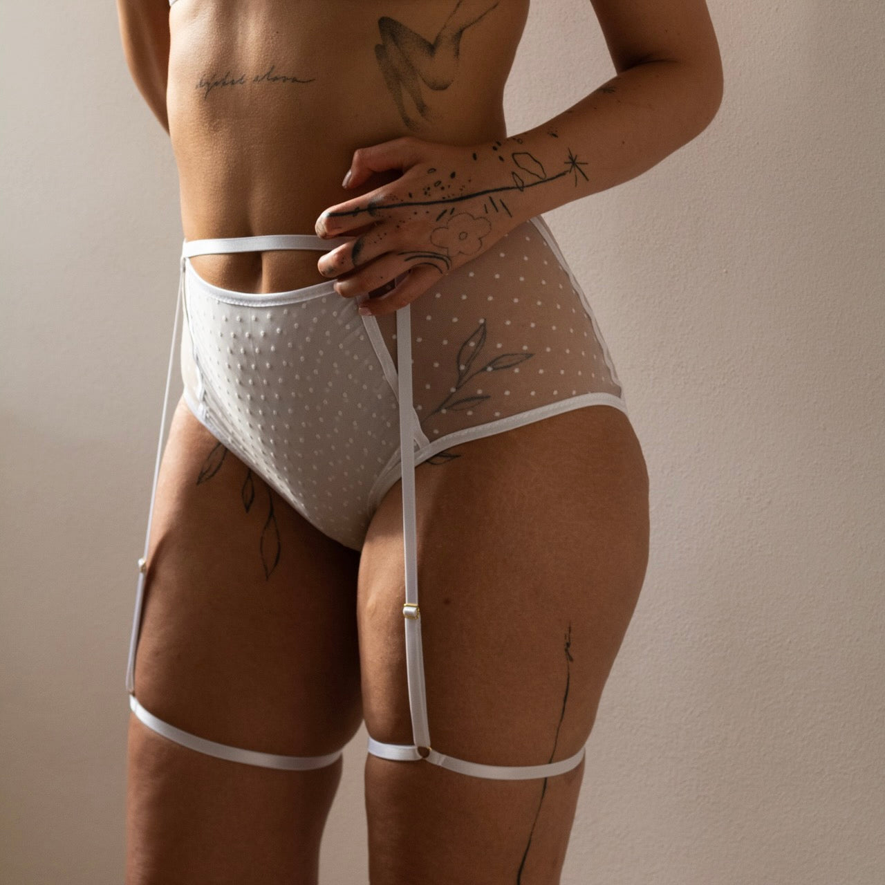 white crotchless panties