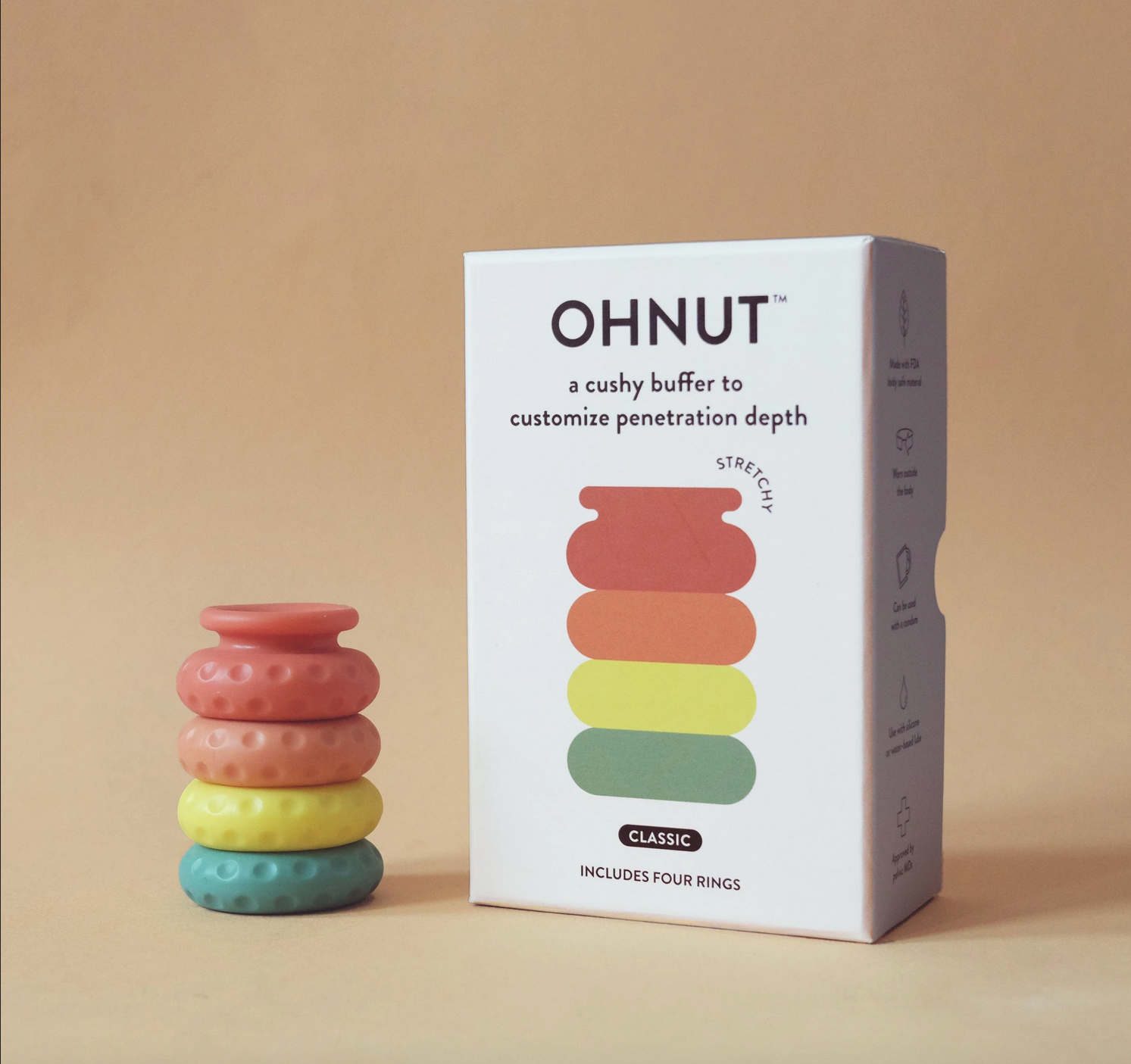Ohnut Penetration Buffer Rings RAINBOW Classic and Wide 4-pack - ONNA